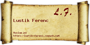 Lustik Ferenc névjegykártya